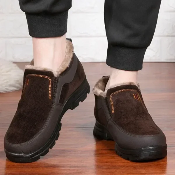 Non Slip Shoes For Old People Waterproof Winter Fur Lined Work Boots - Image 4